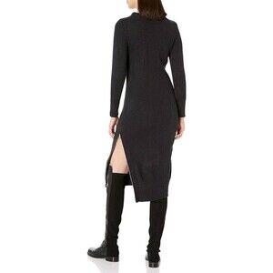 Calvin Klein Jeans Womens Dress Knit Long Sleeve Scoop Neck Side Zip Sz XL Black